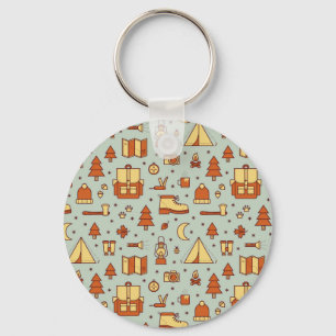 Adventure travel icons, seamless pattern. key ring
