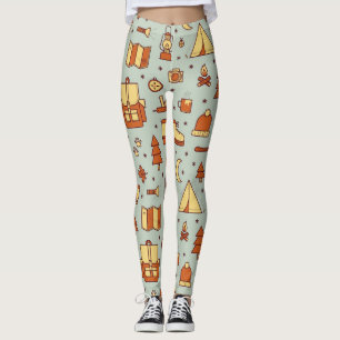 Adventure travel icons, seamless pattern. leggings
