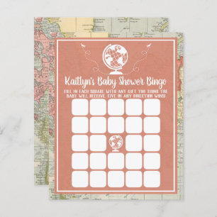 Adventure Travel Map Baby Shower Bingo