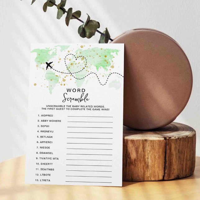 Adventure Travel Map Baby Shower Word Game Cards (Creator Uploaded)