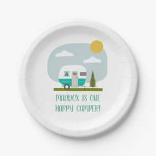 Adventure Turquoise Camper Birthday Paper Plates