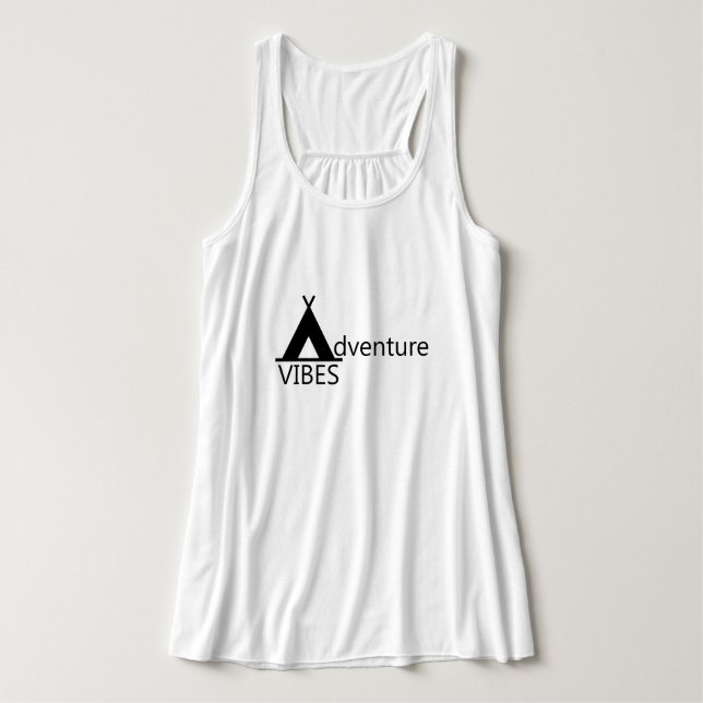 Adventure Vibes Camping Tent Logo Typography Singlet (Design Front)