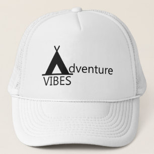 Adventure Vibes Camping Tent Logo Typography Trucker Hat
