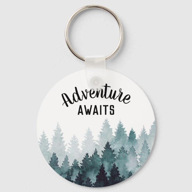 Adventure Watercolor Rustic Forest   Key Ring (Front)