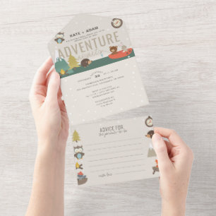 Adventure Woodland & Advice Neutral Baby Shower  All In One Invitation