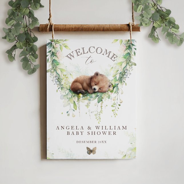 Adventure Woodland Bear Baby Shower Welcome  Poster (Creator Uploaded)