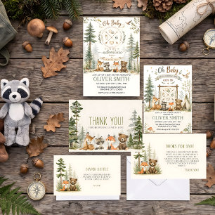 Adventure Woodland Camping Animals baby shower  Invitation