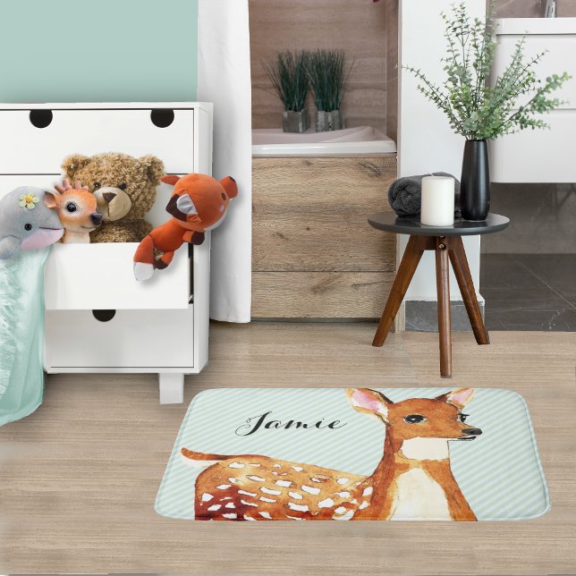 Adventure Woodland Fawn Deer Childrens Bath Mat (Creator Uploaded)
