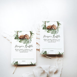 Adventure Woodland Mushroom Bear Baby Boy Shower Enclosure Card