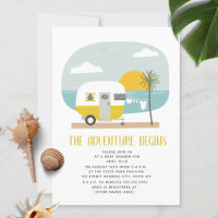 Adventure Yellow Camper Beach Neutral Baby Shower