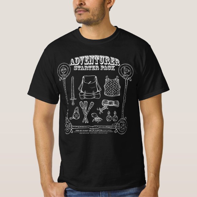 Adventurer Starter Pack Black T-Shirt (Front)