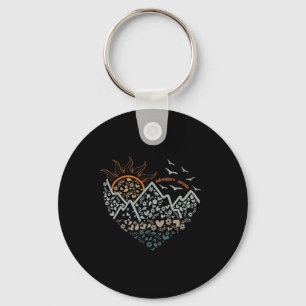 Adventures Awaits Camping Life Floral Heart Sun Mo Key Ring