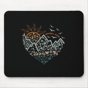 Adventures Awaits Camping Life Floral Heart Sun Mo Mouse Pad