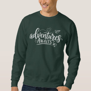 Adventures Awaits Forest Green Minimalist Travel Sweatshirt