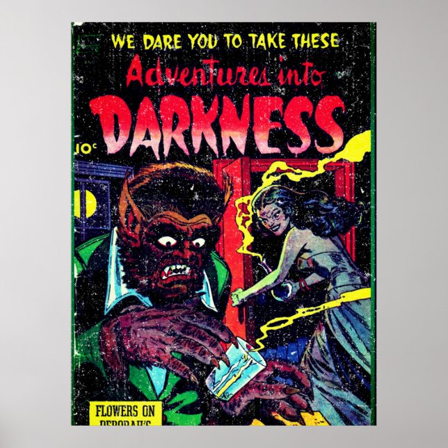 Adventures into Darkness #9, Gold Age Horror Cover Poster (Front)