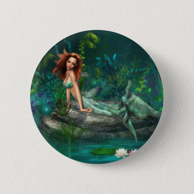 Adventurine Mermaid 6 Cm Round Badge (Front)