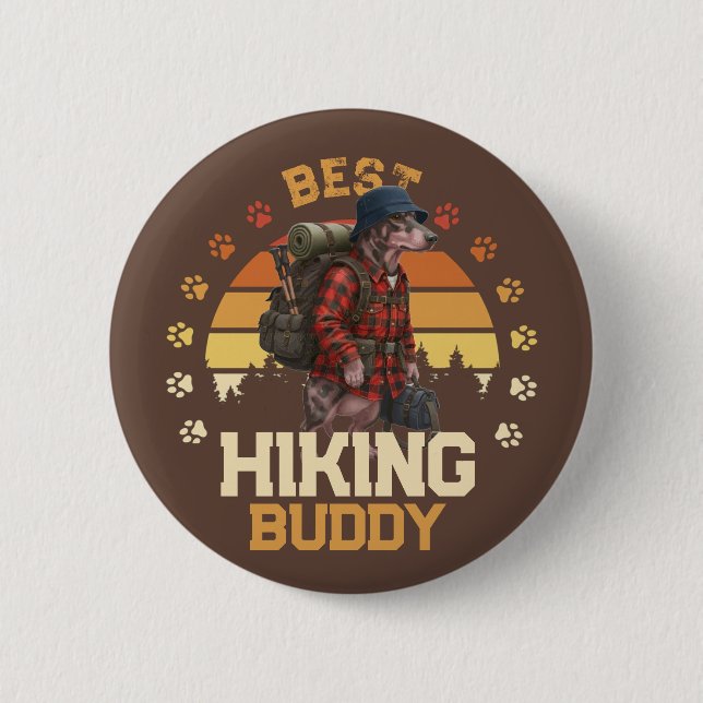 Adventurous American Hairless Terrier Hiker  6 Cm Round Badge (Front)
