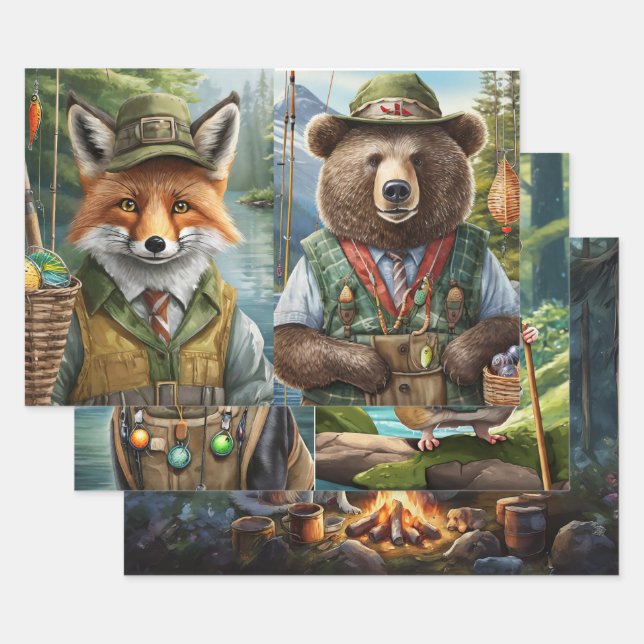 Adventurous Animal Friends, Outdoorsmen Wrapping Paper Sheet (Set)