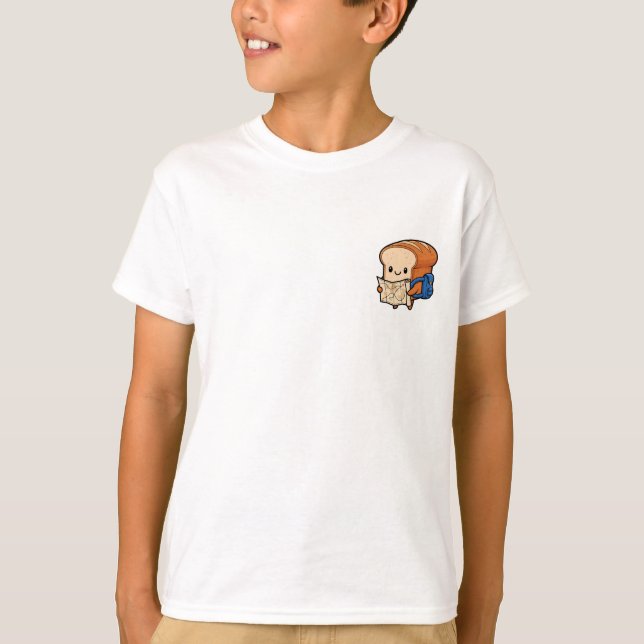 Adventurous Bread Hiker Explorer Kids T-Shirt (Front)
