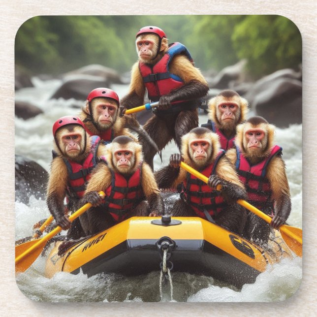 Adventurous Capuchin Monkeys Whitewater Rafting Coaster (Front)