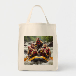 Adventurous Capuchin Monkeys Whitewater Rafting Tote Bag
