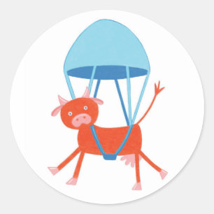 Adventurous Cow Classic Round Sticker