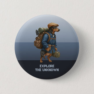 Adventurous Dachshund Hiker Home Is Where My Pack 6 Cm Round Badge