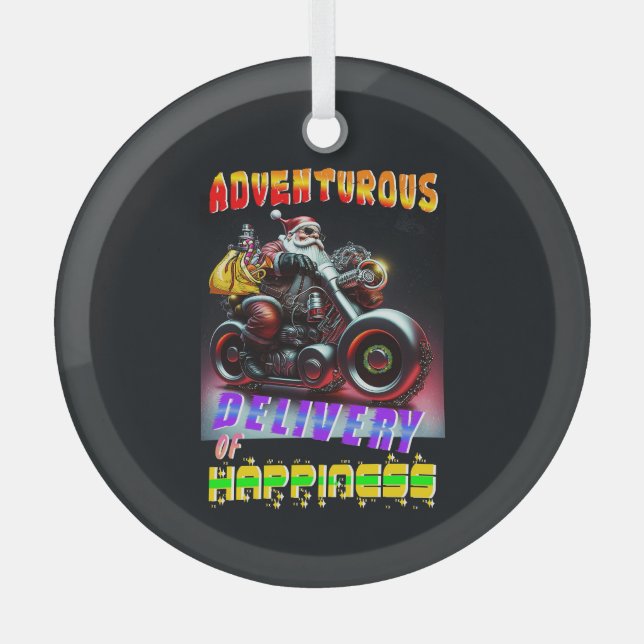 Adventurous Delivery Of Happiness Glass Tree Decoration (Front)