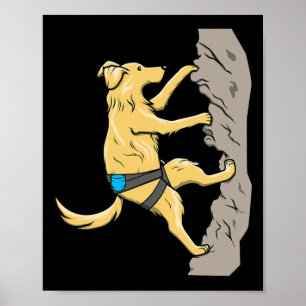 Adventurous Dog Rock Climbing Graphic Outdoor Boul Poster