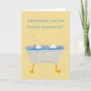 Adventurous Duck scuba diving in tub Card