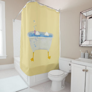 Adventurous Duck scuba diving in tub Shower Curtain