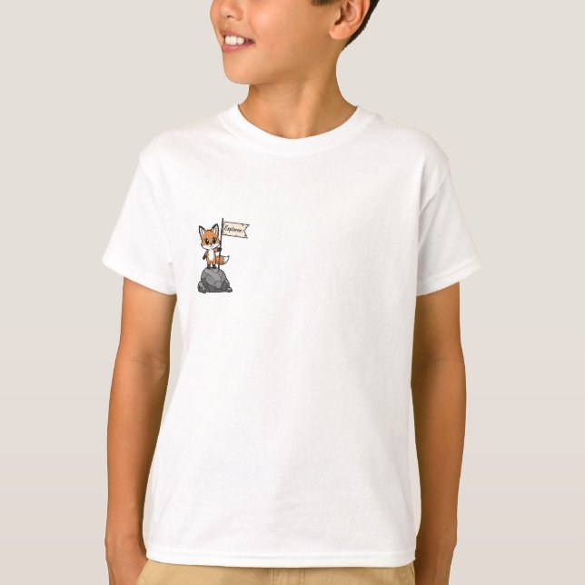 Adventurous Explorer Fox Flag Kids T-Shirt (Front)
