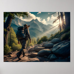 Adventurous Hiker Trekking Poster