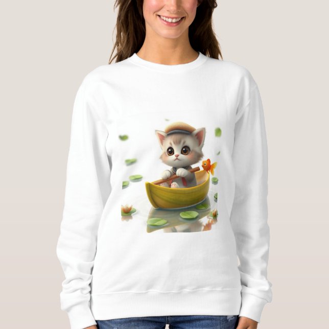 Adventurous Kitten Boat Sweatshirt (Front)