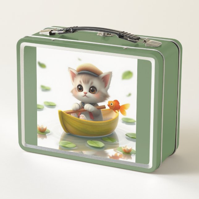 Adventurous Kitten in a Boat Lunchbox (Back)