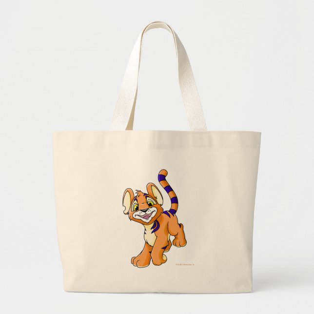 Adventurous orange Kougra Large Tote Bag (Front)