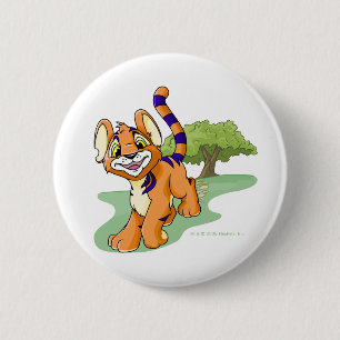 Adventurous orange Kougra on Mystery Island 6 Cm Round Badge