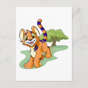 Adventurous orange Kougra on Mystery Island Postcard