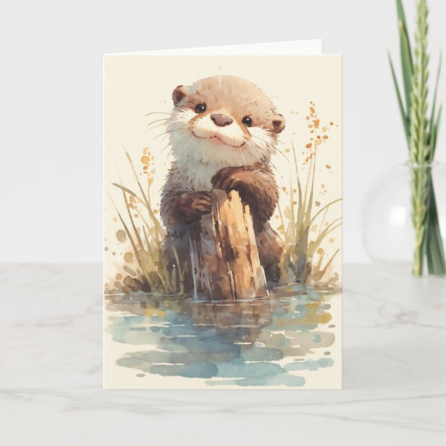 Adventurous Otter Holding the Dock Card (Front)