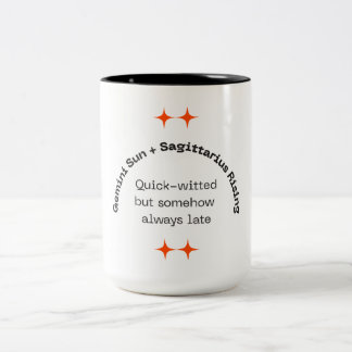 Adventurous Thinker - Gemini Sun, Sagittarius Risi Two-Tone Coffee Mug