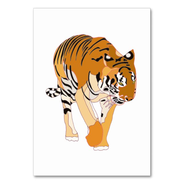 Adverb quickly, tiger themed reading flashcards table number (Front)