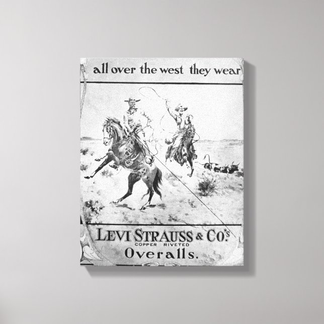 Advert for Levi Strauss & Co, c.1900 (litho) Canvas Print (Front)