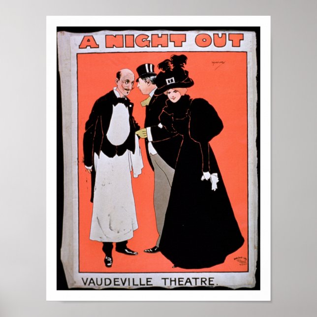 Advertisement for 'A Night Out', at the Vaudeville Poster (Front)