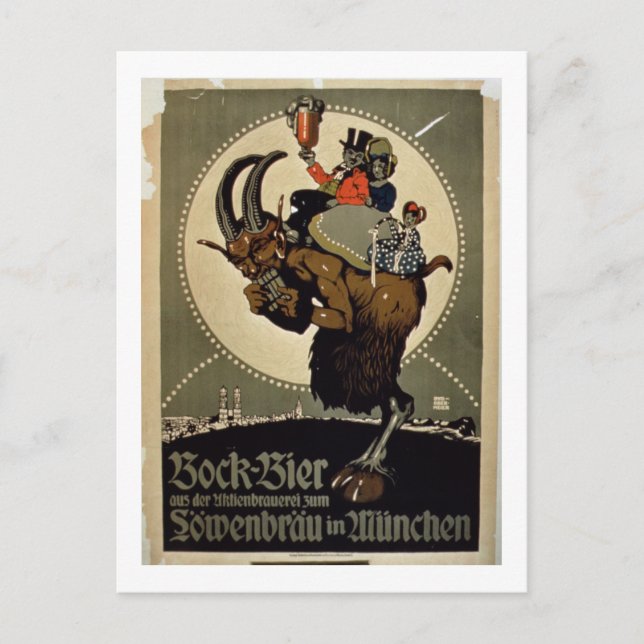 Advertisement for 'Bock Beer from Lowenbrau Brewer Postcard (Front)