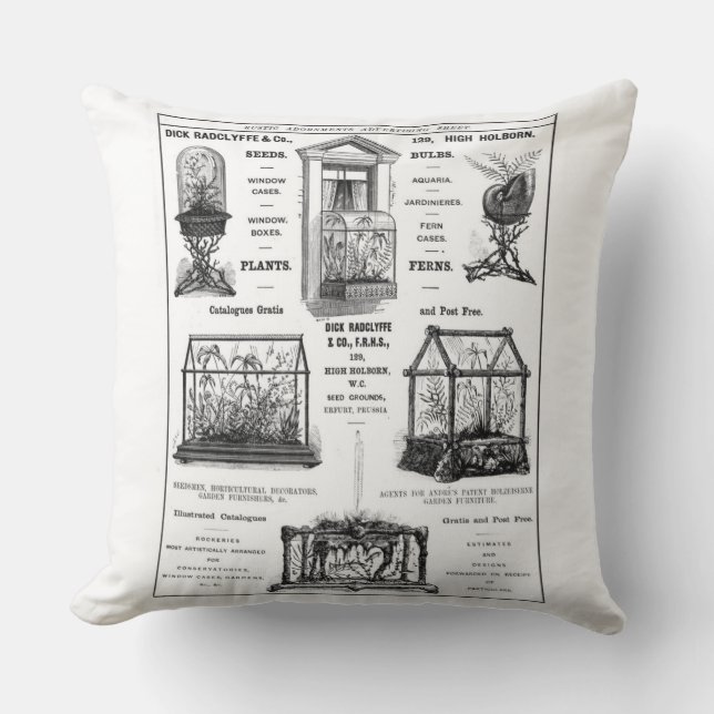 Advertisement for 'Dick Radclyffe & Co.' Rustic Ad Cushion (Front)