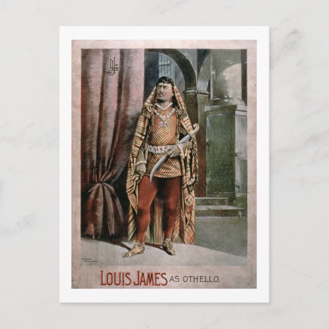 Advertisement for 'Louis James As Othello' (colour Postcard (Front)