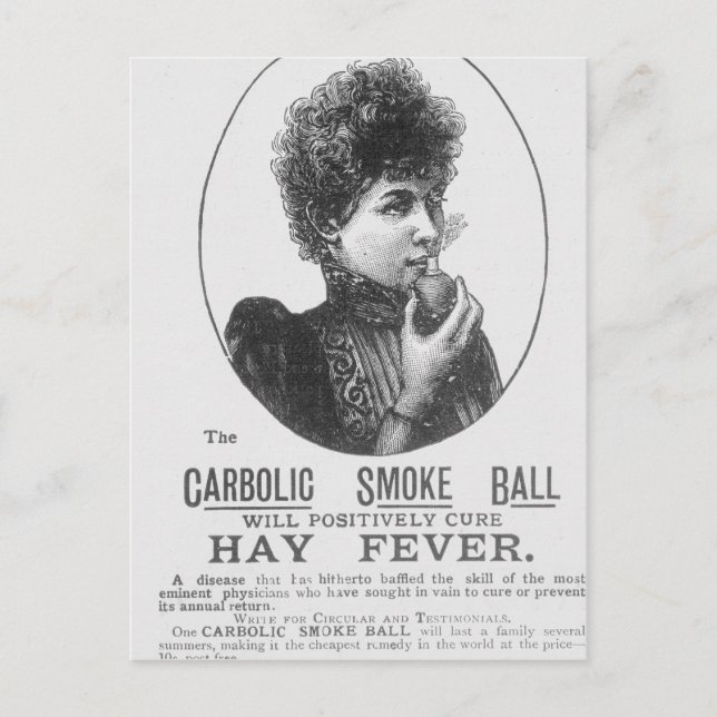 Advertisement for the Carbolic Smoke Ball Postcard (Front)