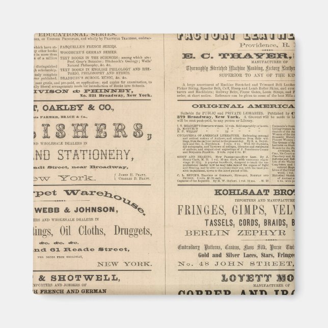 Advertisements for twelve companies, magnet (Front)