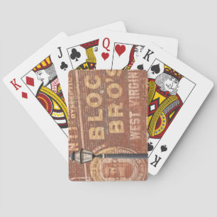 Advertisements on side of building playing cards