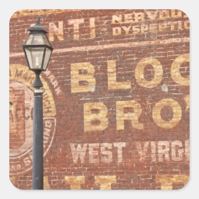 Advertisements on side of building square sticker (Front)